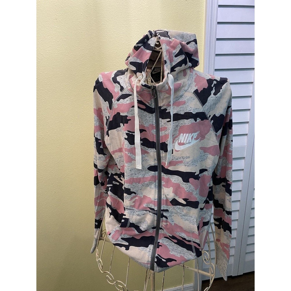 Women's Nike Camo Camouflage Zip Front Hoodie Size Medium